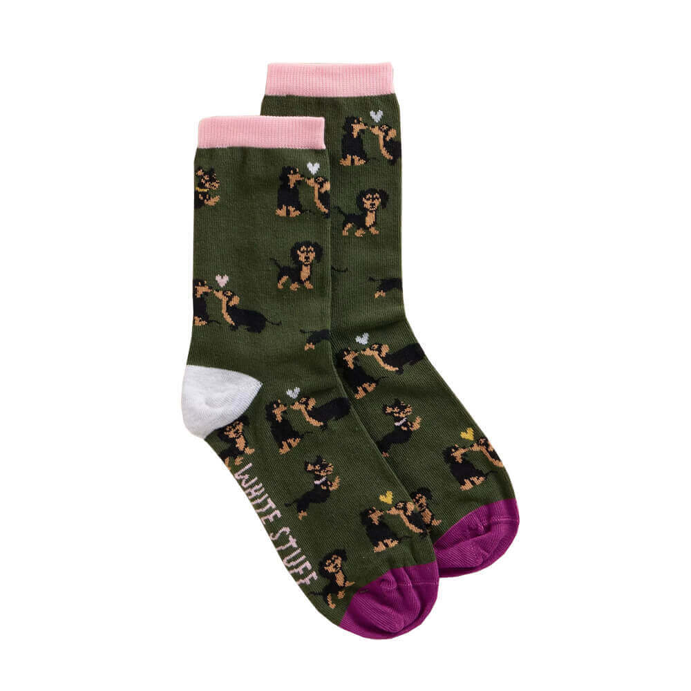 White Stuff Kissing Sausage Dog Ankle Socks